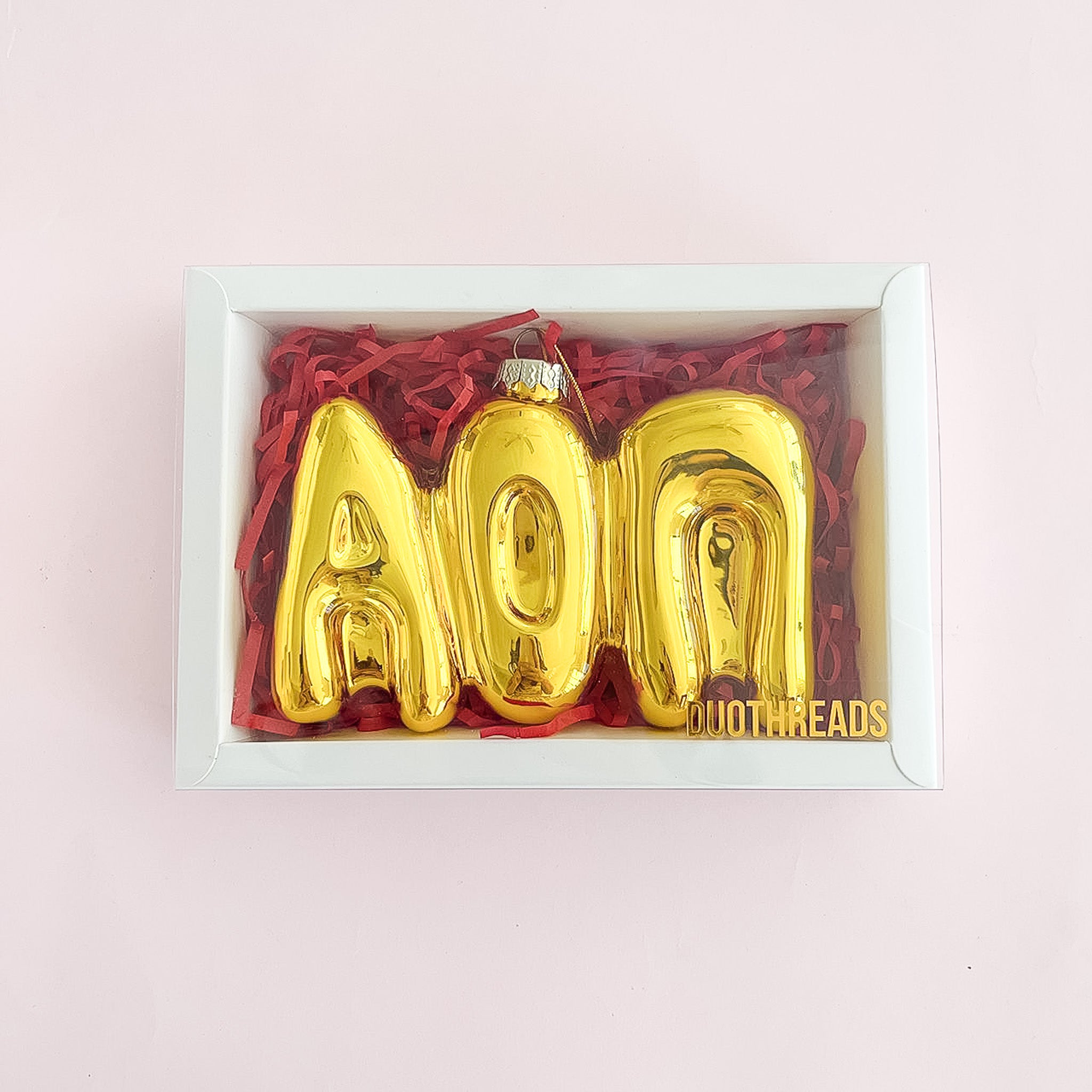 Alpha Omicron Pi Gold Bubble Letter Sorority Ornament