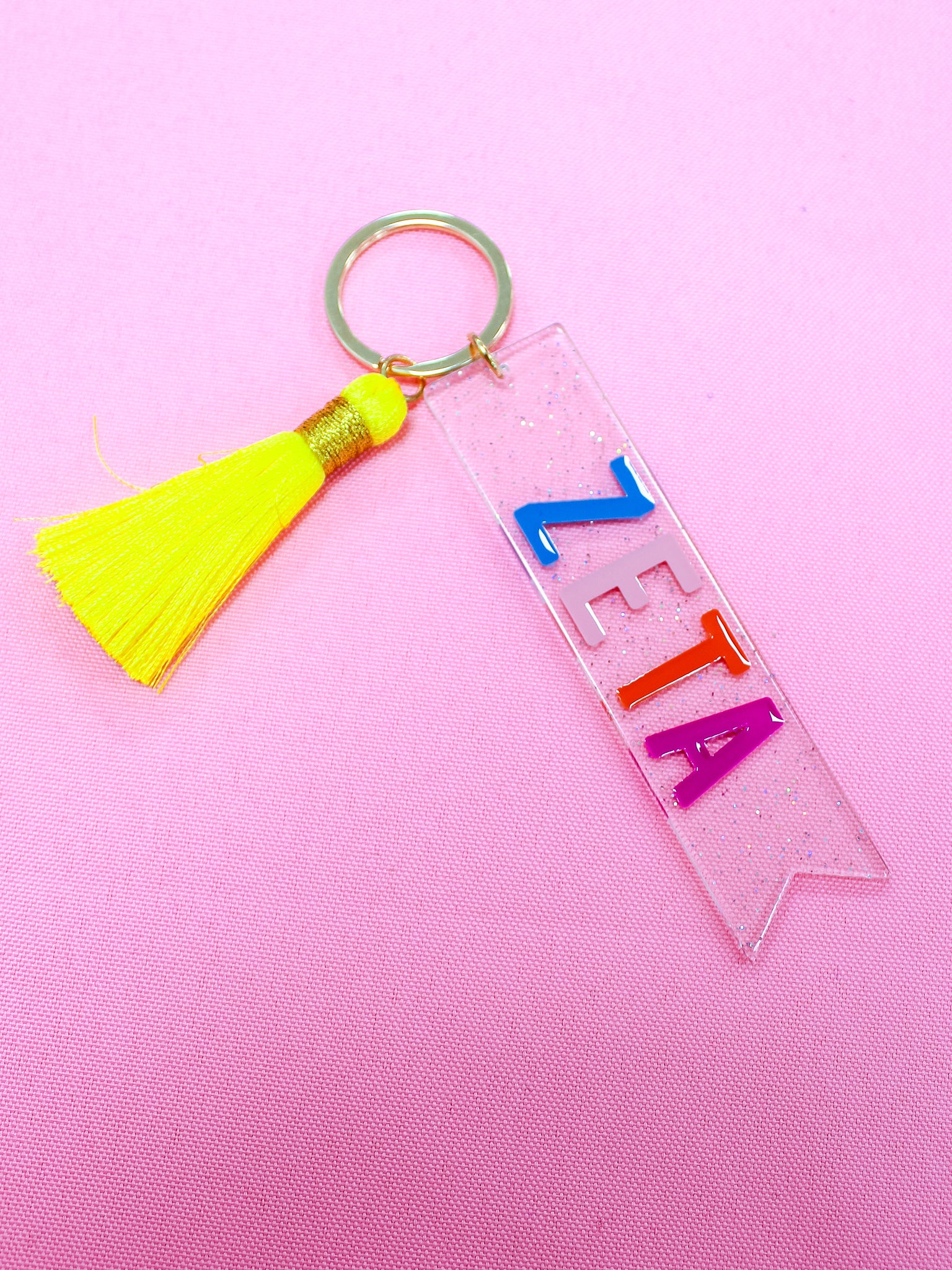 Zeta Tau Alpha Sparkle Tassel Key Fob