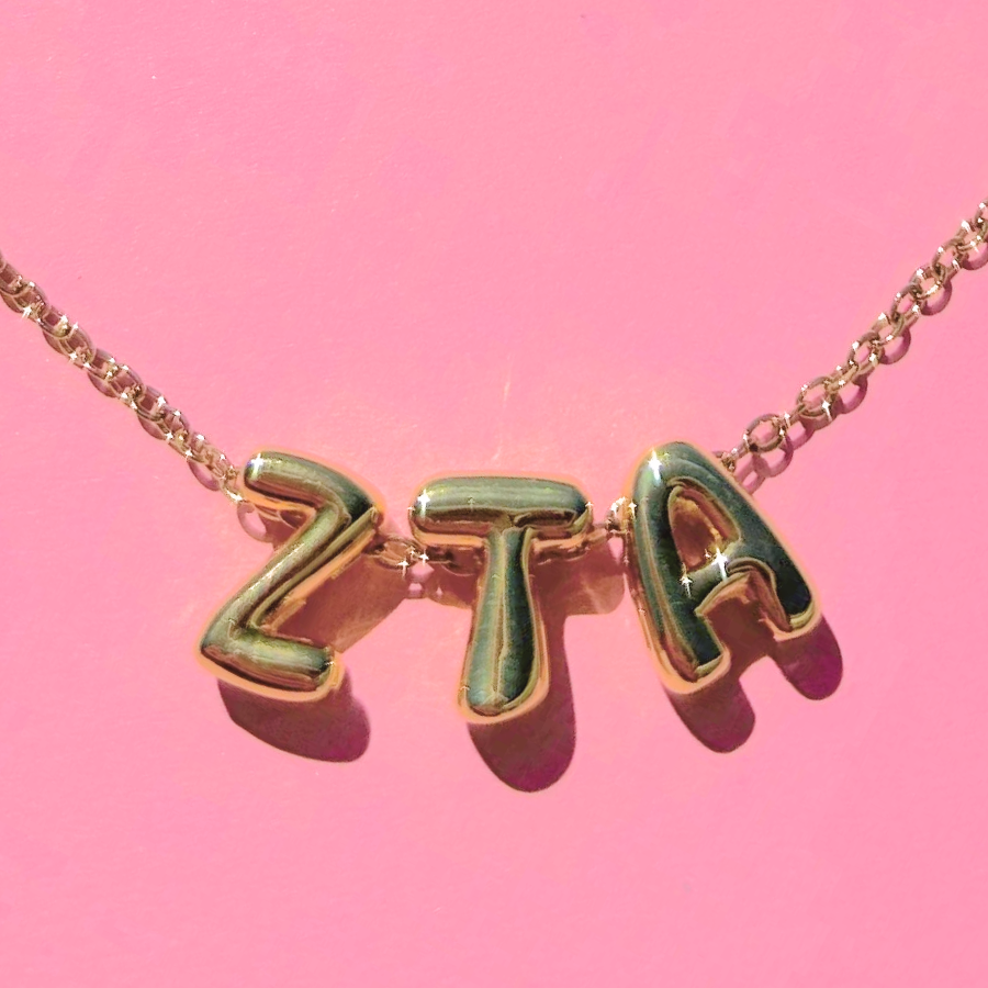 Zeta Tau Alpha Bubble Letter Necklace