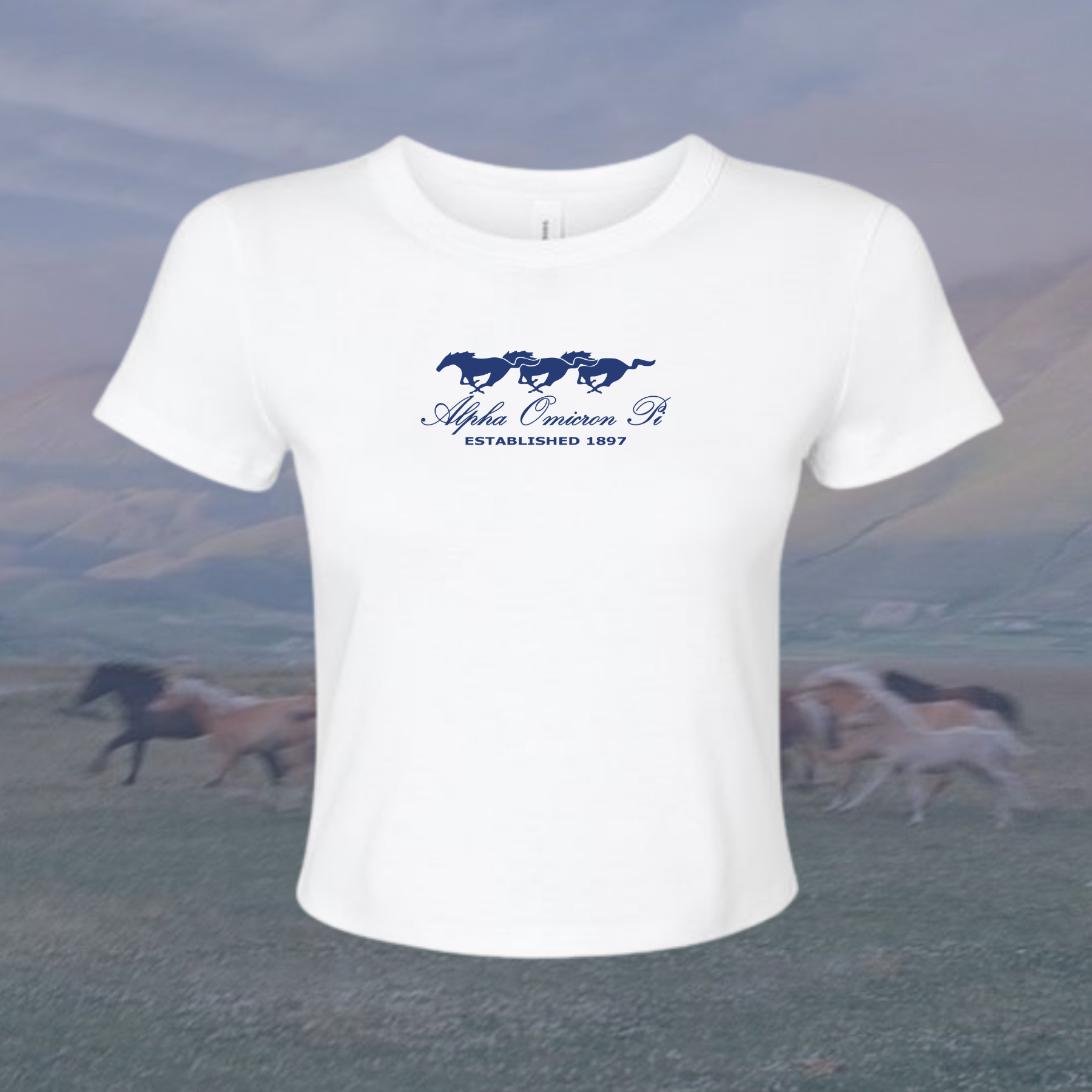 Alpha Omicron Pi Wild Horses Sorority Baby Tee