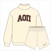 Kensington Sorority Embroidered Mock Neck - Cream