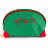 Alpha Chi Omega nylon makeup bag with embroidered AXO sorority letters
