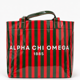 Alpha Chi Omega Stripe Sorority Tote Bag