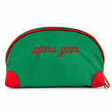  Green Alpha Gamma Delta nylon makeup bag with red embroidered sorority lettering