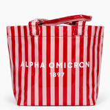 Alpha Omicron Pi Stripe Sorority Tote Bag