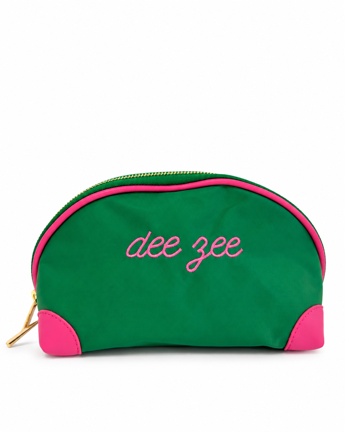 Delta Zeta nylon makeup bag with embroidered DZ sorority letters