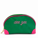 Delta Zeta nylon makeup bag with embroidered DZ sorority letters