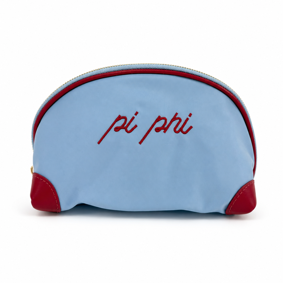 Pi Beta Phi nylon makeup bag with embroidered Pi Phi sorority letters