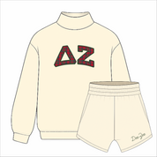 Kensington Sorority Embroidered Mock Neck - Cream