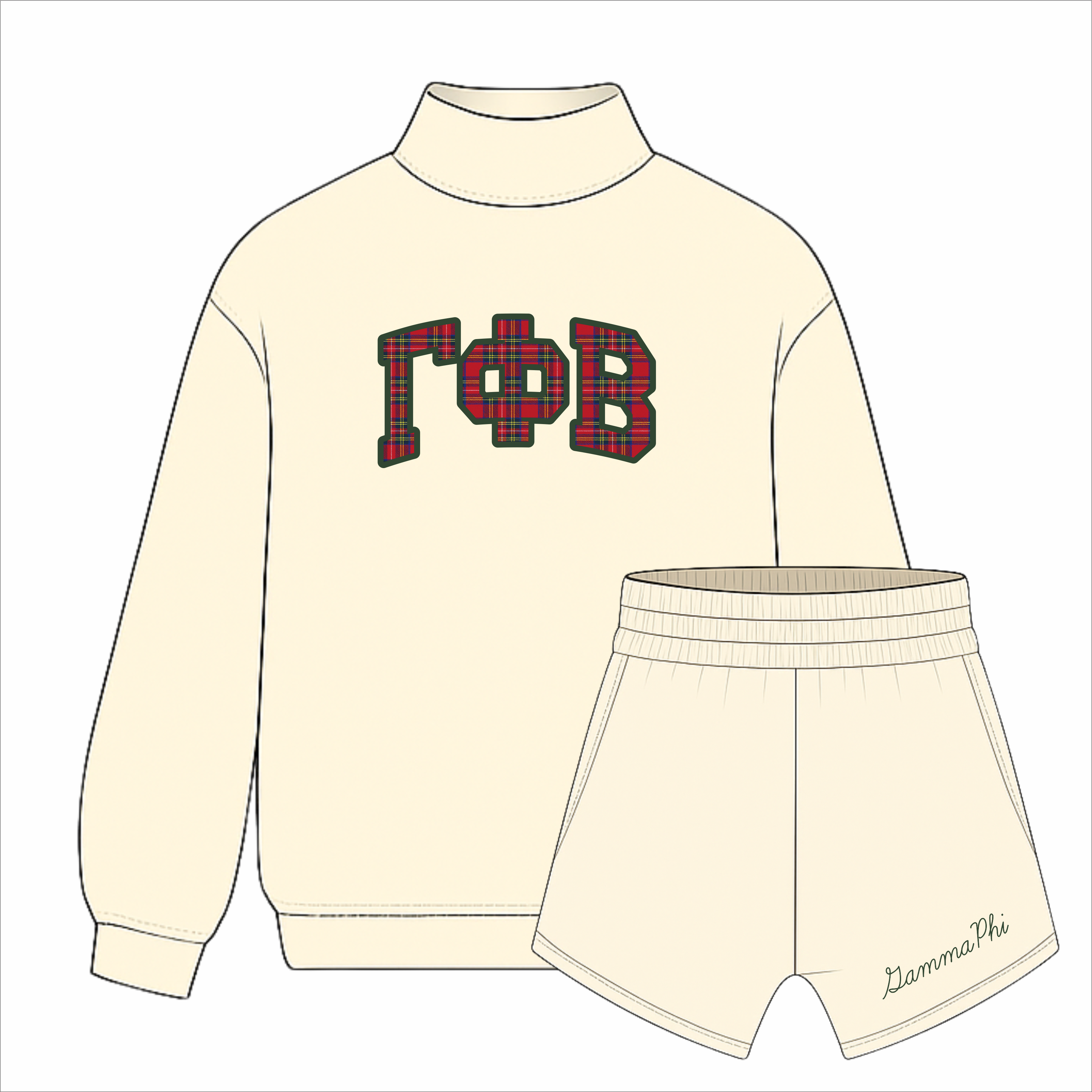 Kensington Sorority Embroidered Mock Neck - Cream