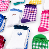 flatlay of multi-colored ruffle sock set