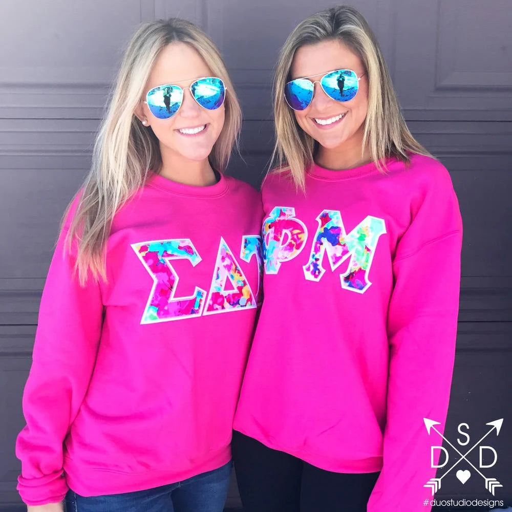 Watercolor Letter Embroidered Sorority Sweatshirt