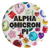 Alpha Omicron Pi Bejeweled Sorority Button