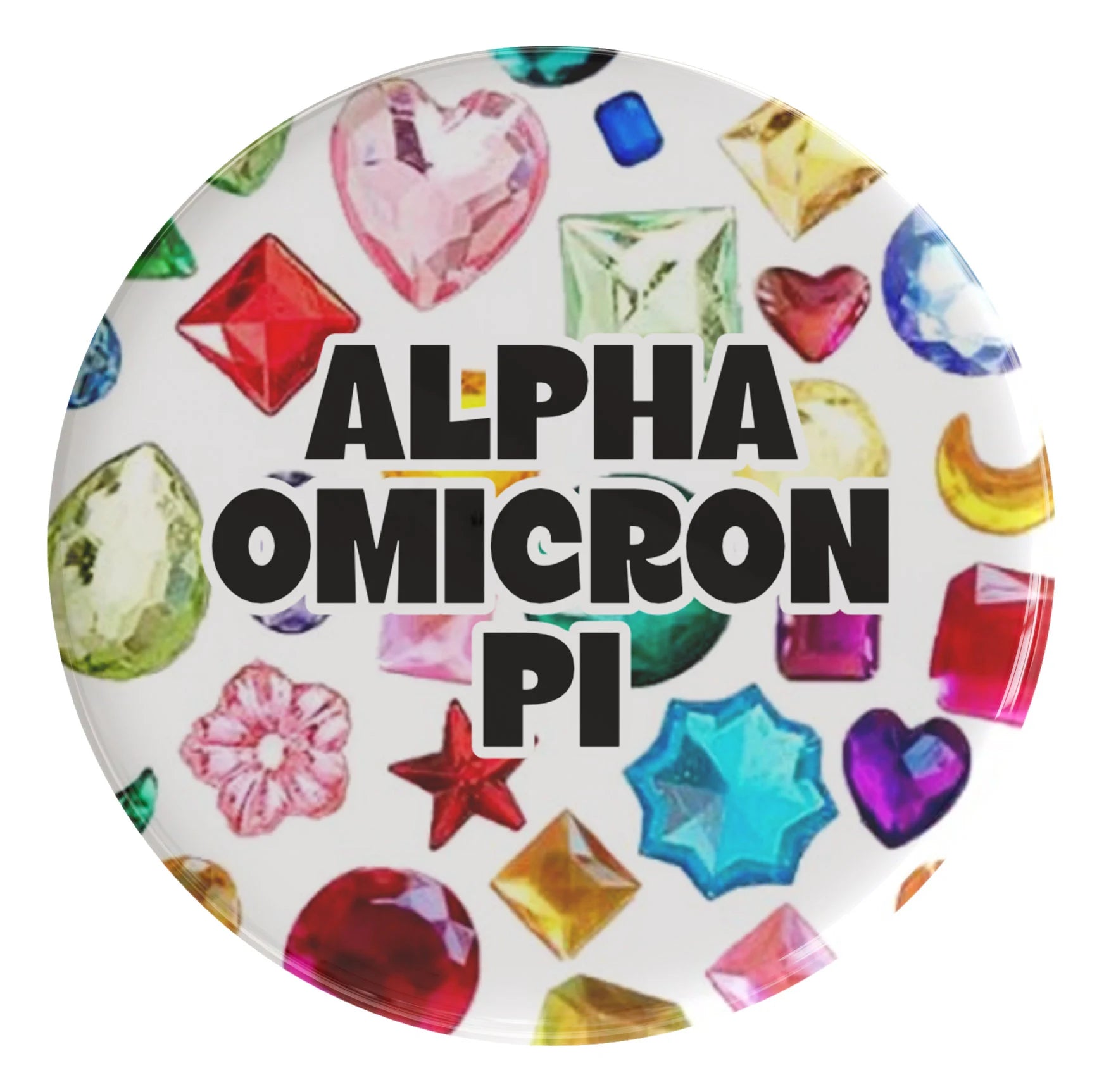 Alpha Omicron Pi Bejeweled Sorority Button
