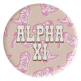 Alpha Xi Delta Boot Scootin' Sorority Button
