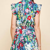 Floral Poplin Dress with Ruffled Sleeves