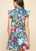 Load image into Gallery viewer, Floral Poplin Dress with Ruffled Sleeves
