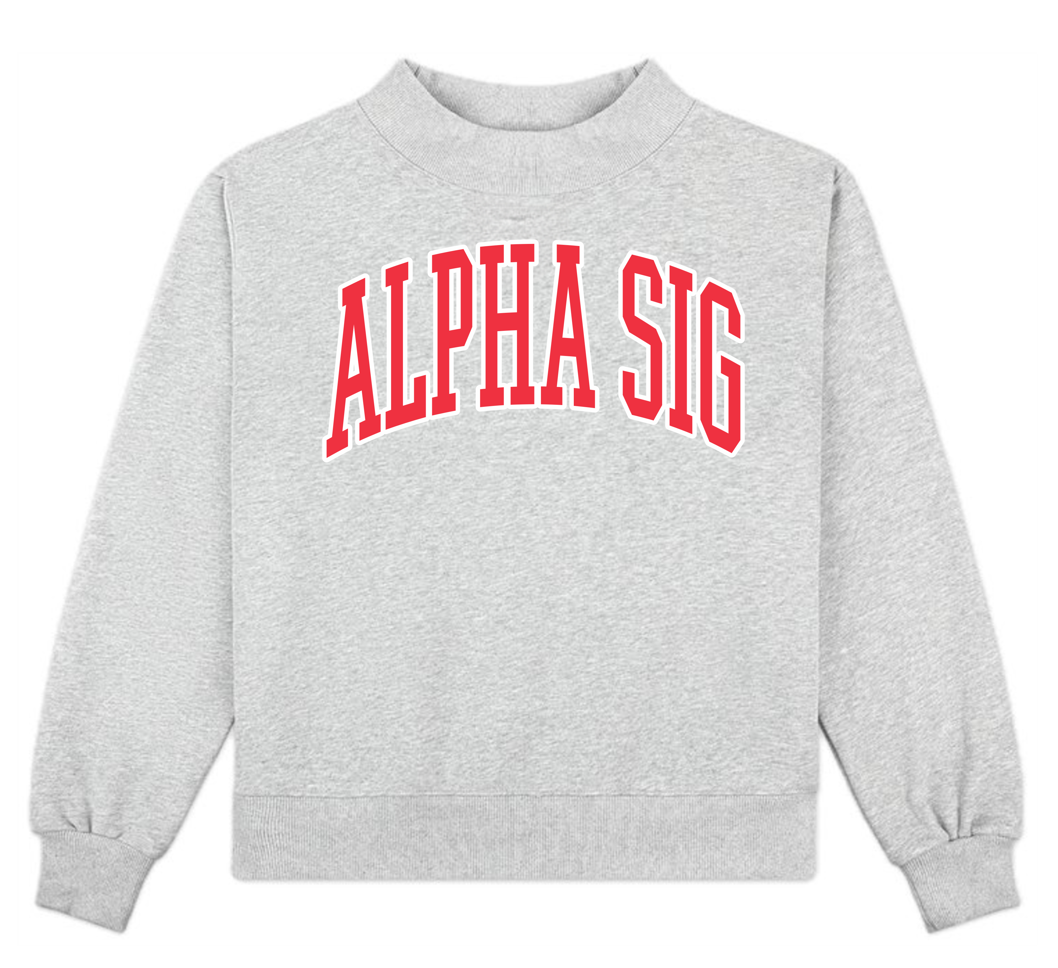 Campus Sorority Embroidered Mock Neck