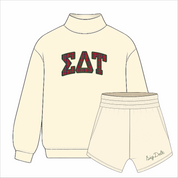 Kensington Sorority Embroidered Mock Neck - Cream