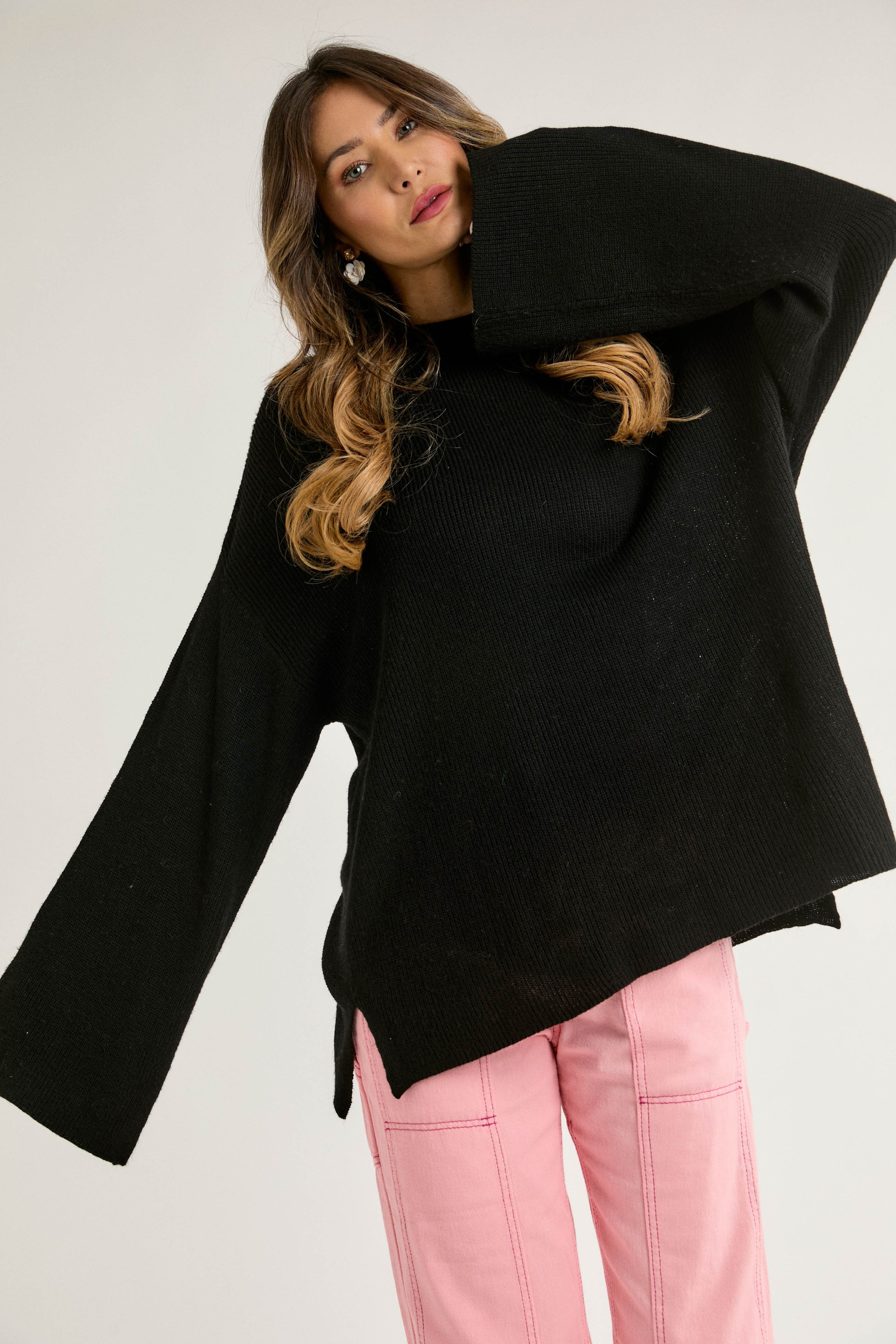Drop Shoulder Knit Sweater