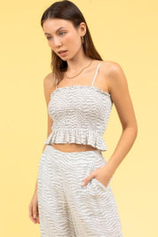 Hazel Zebra Smocked Top