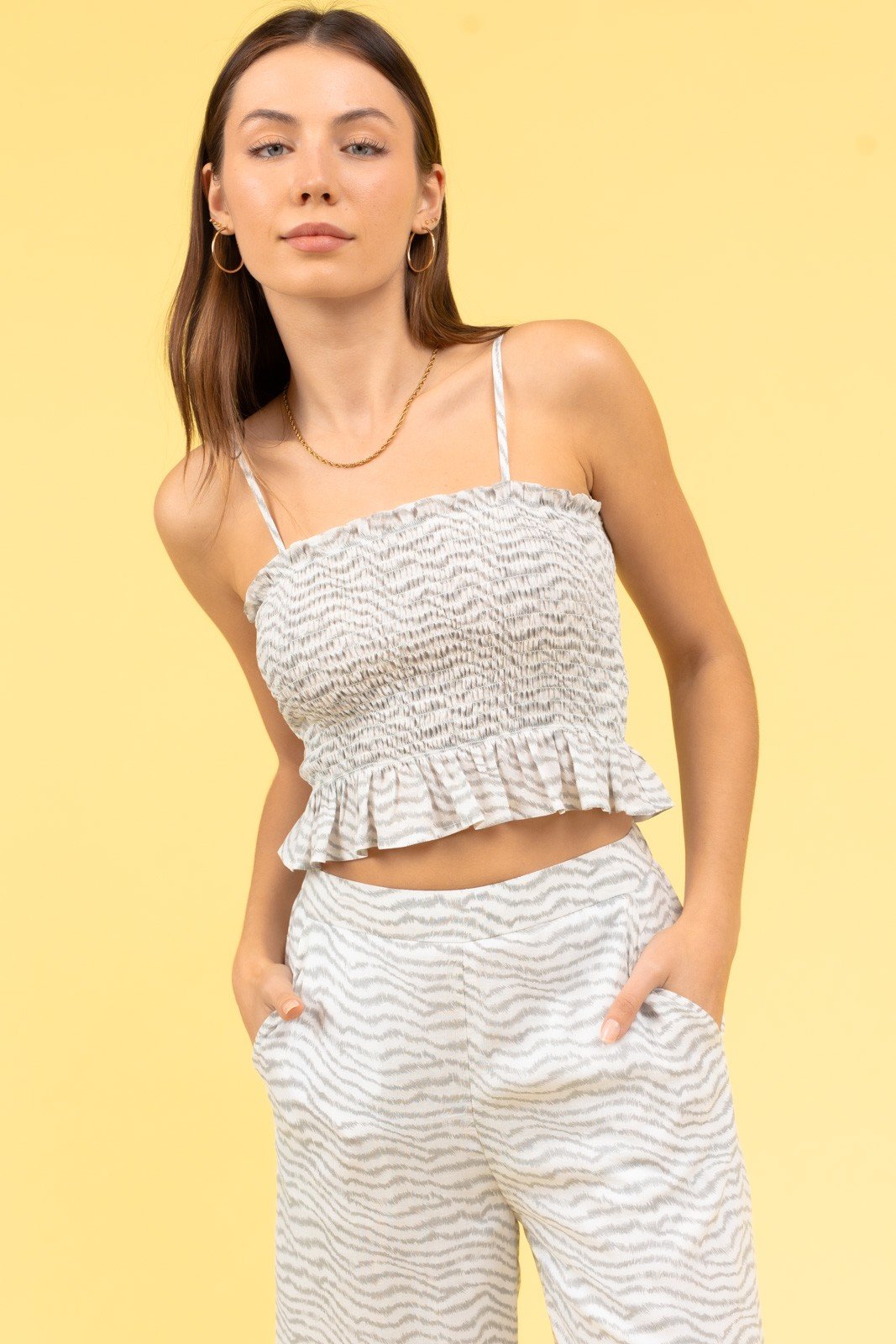 Hazel Zebra Smocked Top