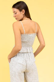 Hazel Zebra Smocked Top