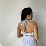Exposed Seam Halter Top
