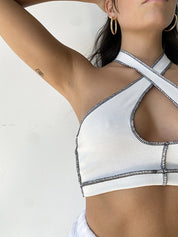 Exposed Seam Halter Top