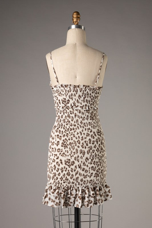 Animal Print Smocked Dress