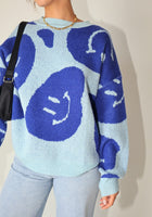 Load image into Gallery viewer, Blue Smiley Face Sweater
