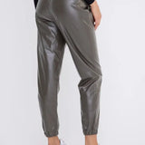 Leather-Like High-Waisted Joggers
