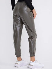 Leather-Like High-Waisted Joggers