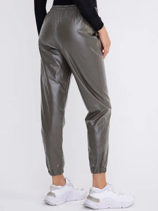 Leather-Like High-Waisted Joggers