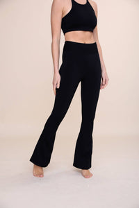 Ribbed Flare High-Waist Leggings