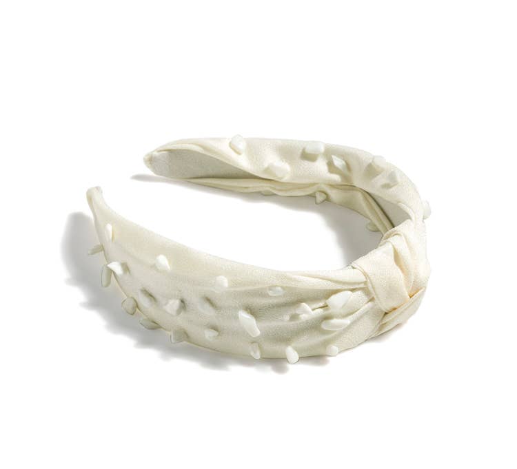 Knotted Stone Embellished Headband - Ivory