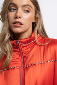 Red Satin Bomber Jacket