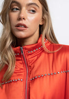 Load image into Gallery viewer, Red Satin Bomber Jacket
