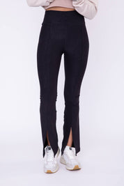 Foil Printed Front Slit High-Waist Leggings