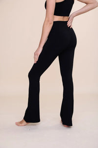 Ribbed Flare High-Waist Leggings