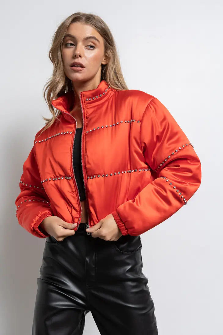 Red Satin Bomber Jacket