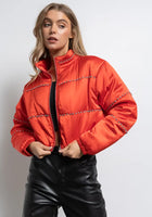 Load image into Gallery viewer, Red Satin Bomber Jacket
