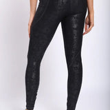 Metallic Foil Highwaisted Leggings With Side Pockets