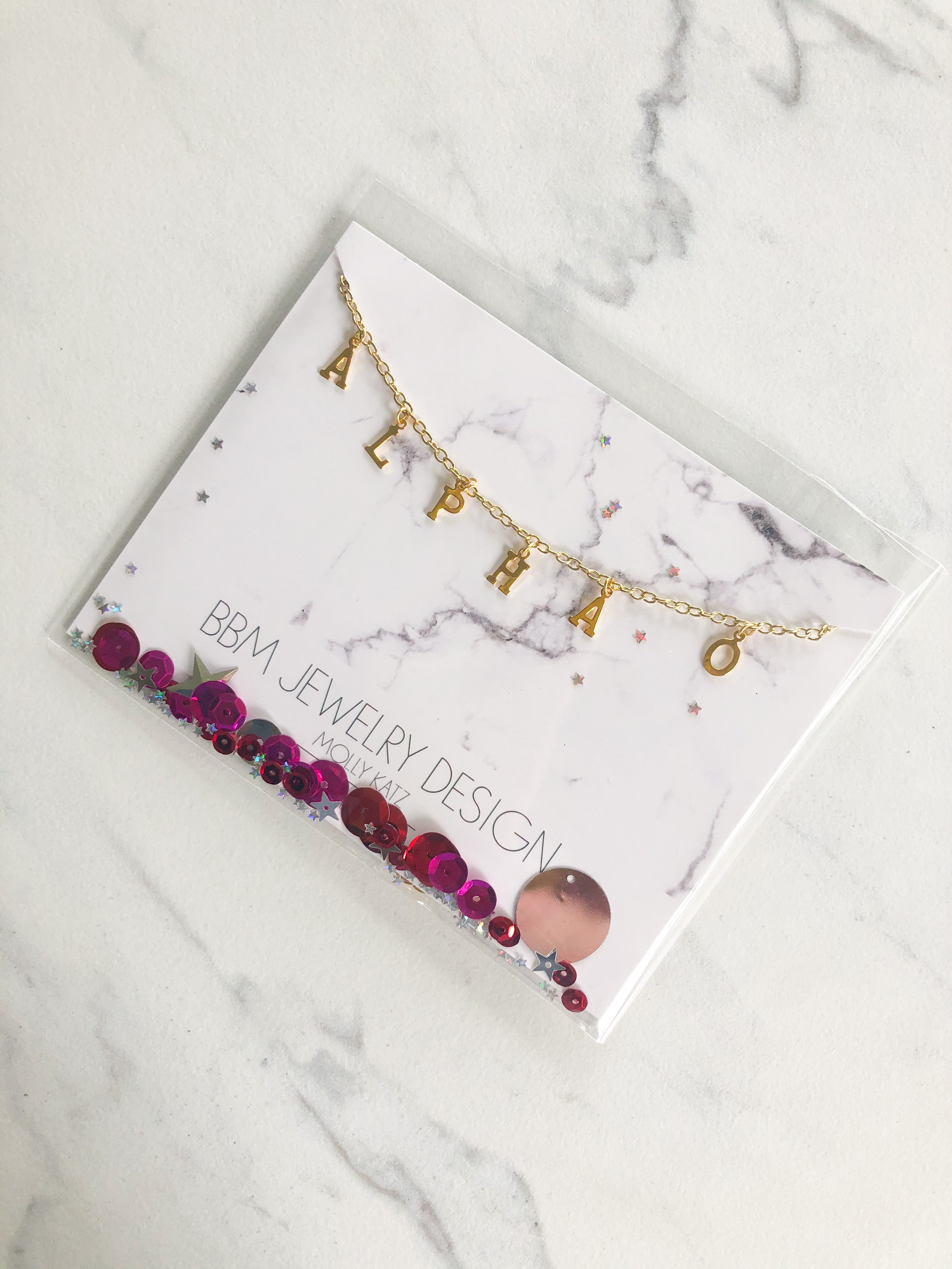 Alpha Omicron Pi Name Drop Necklace