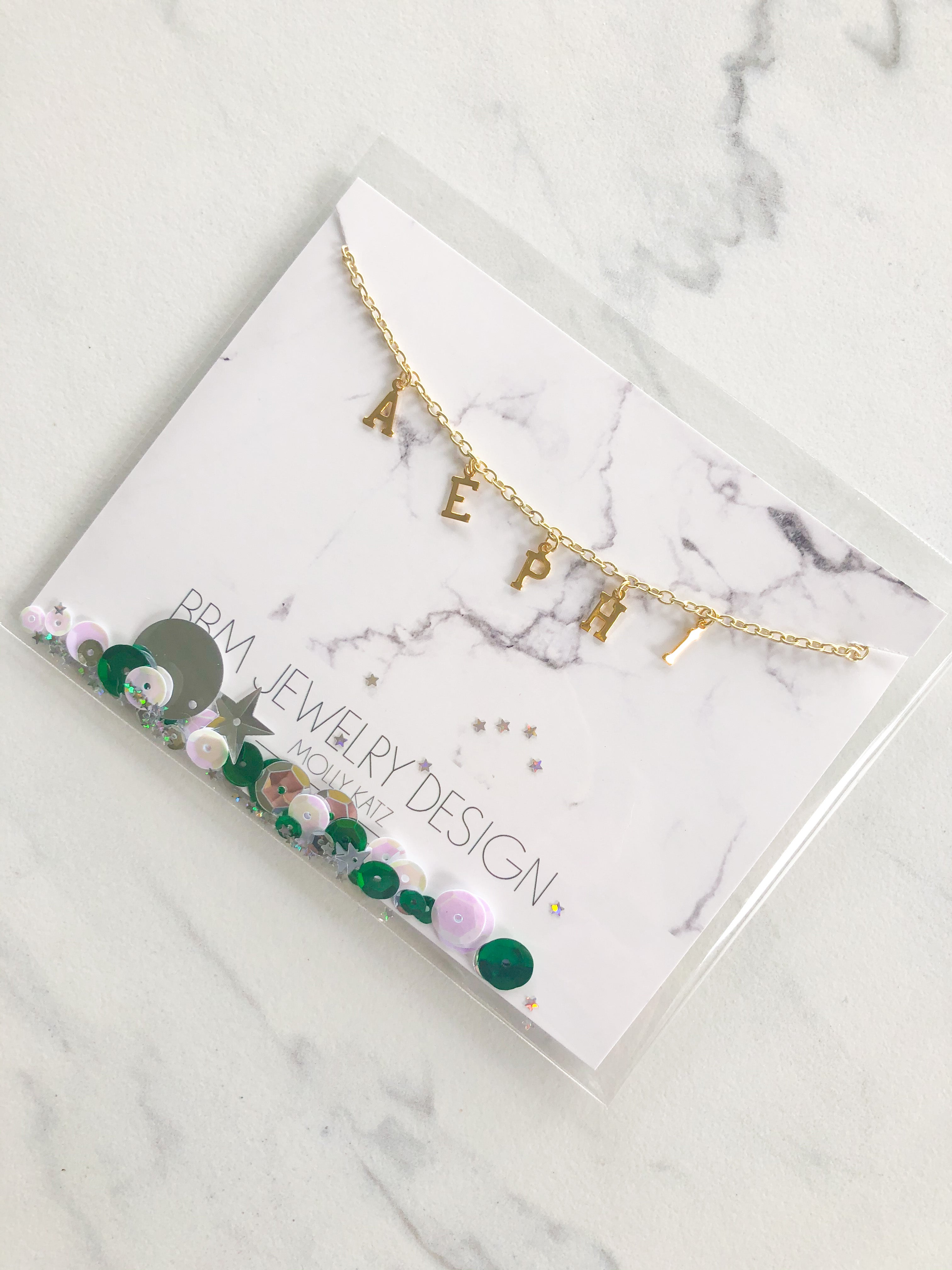 Alpha Epsilon Phi Name Drop Necklace