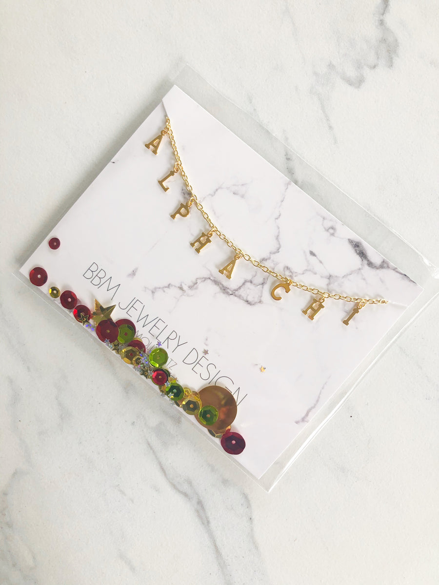 Alpha Chi Omega Name Drop Necklace