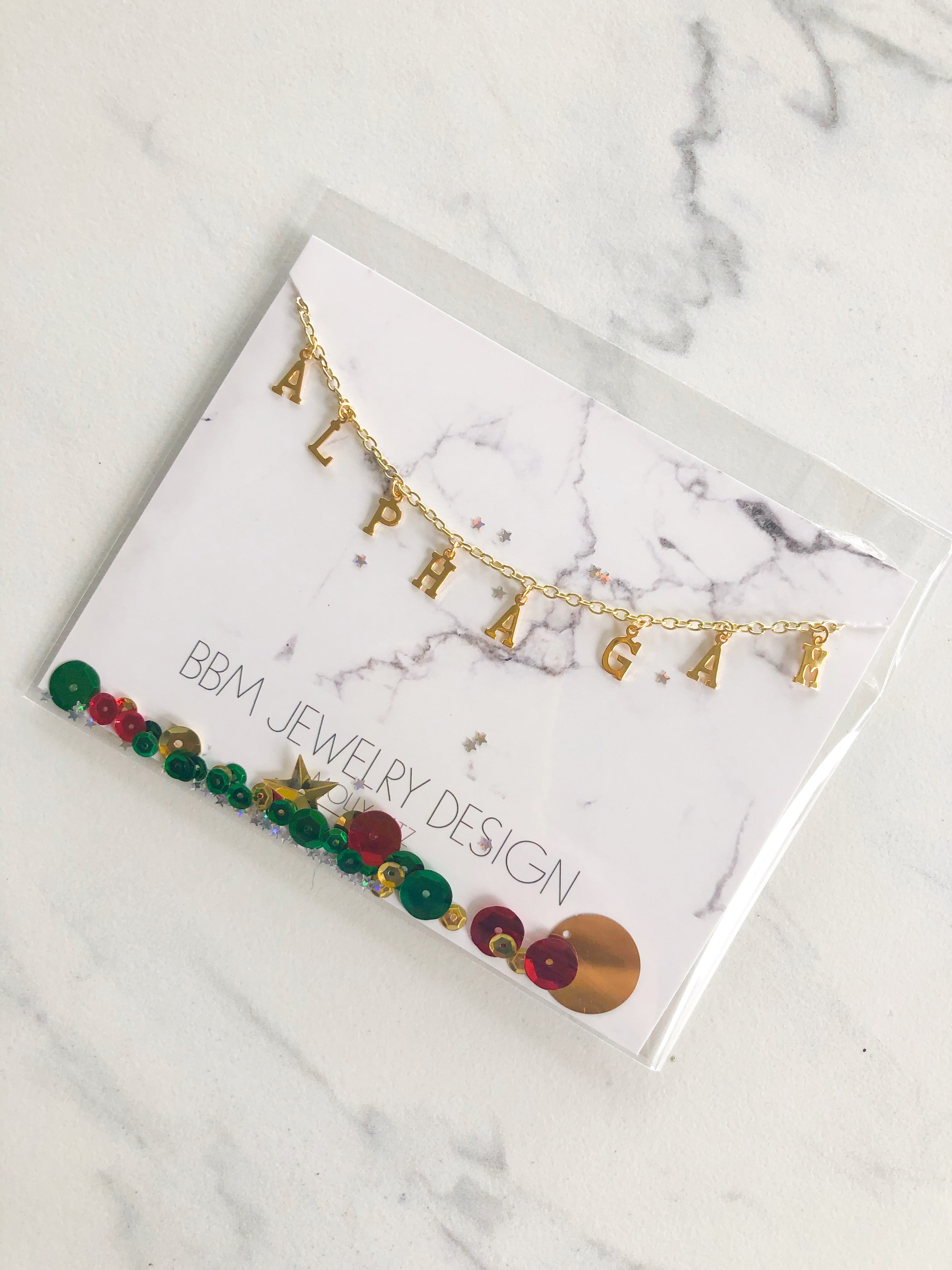 Alpha Gamma Delta Name Drop Necklace