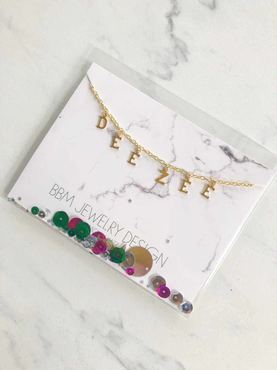 Delta Zeta Name Drop Necklace