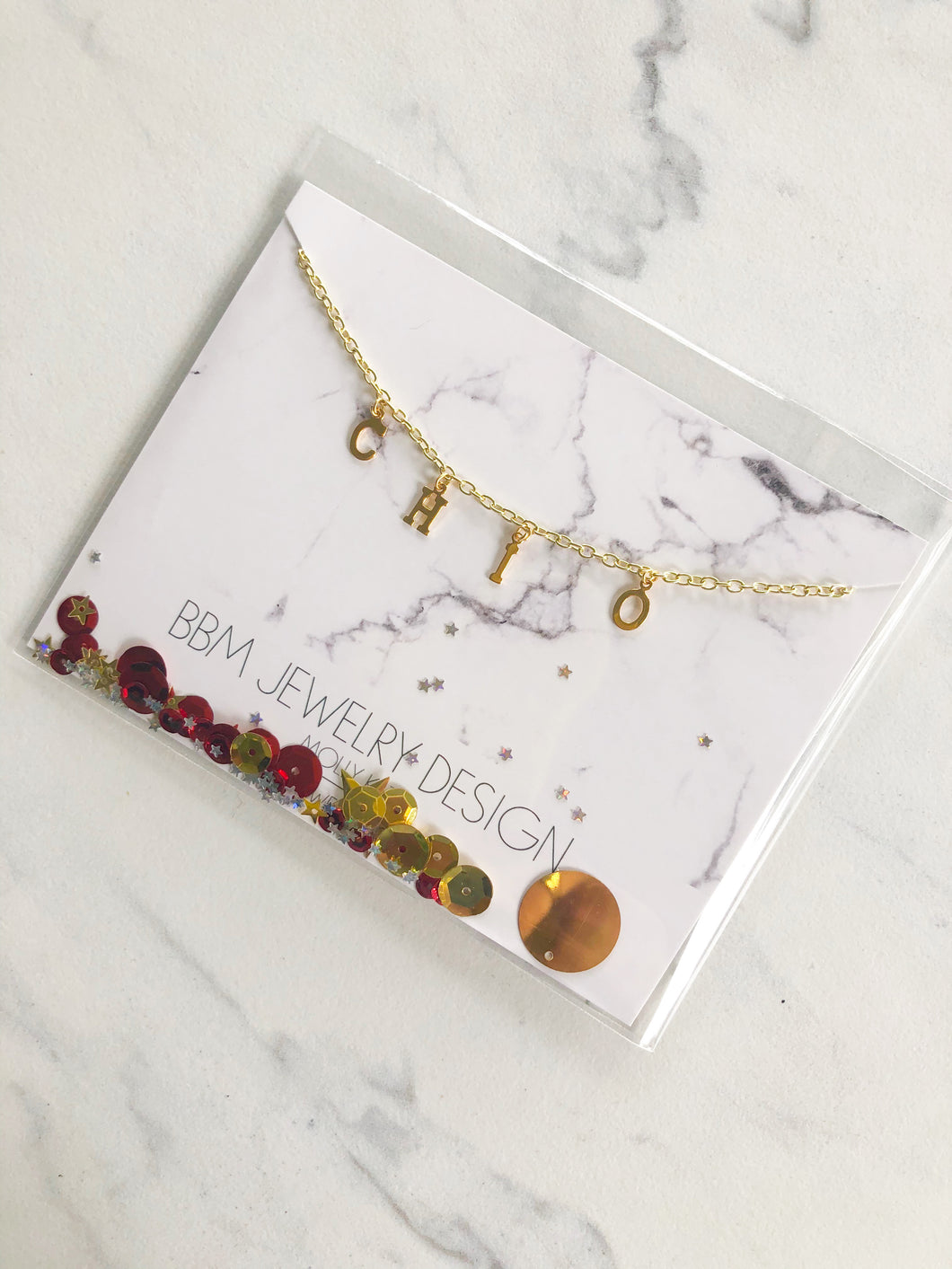 Chi Omega Name Drop Necklace
