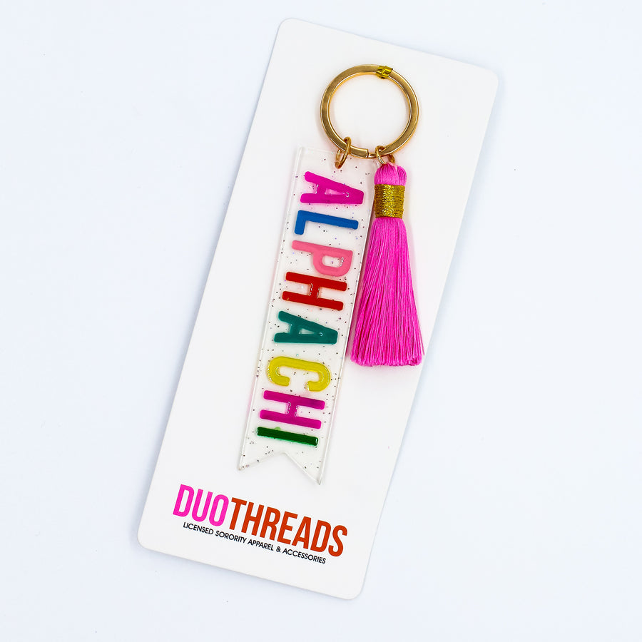 Alpha Chi Omega Sparkle Tassel Key Fob